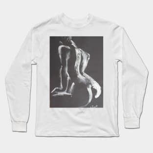 Black And White Back 3 - Female Nude Long Sleeve T-Shirt